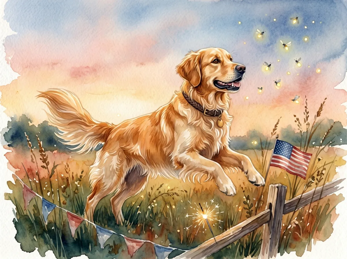 Golden Retriever watercolor calendar month 7